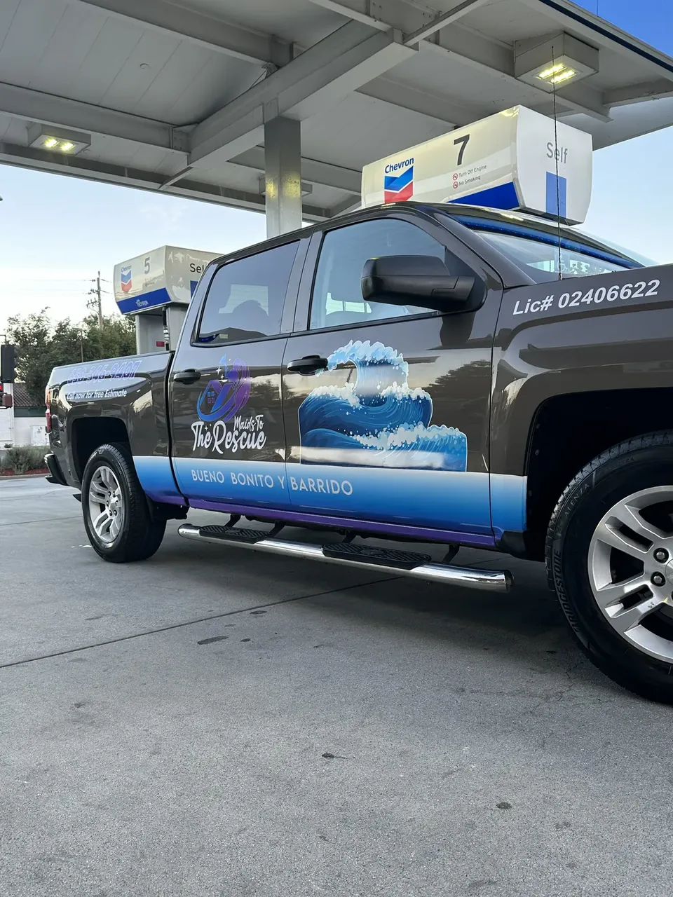 Chevrolet Silverado with a commercial wrap, wraps gallery, Oka's Car Care, Mountain View