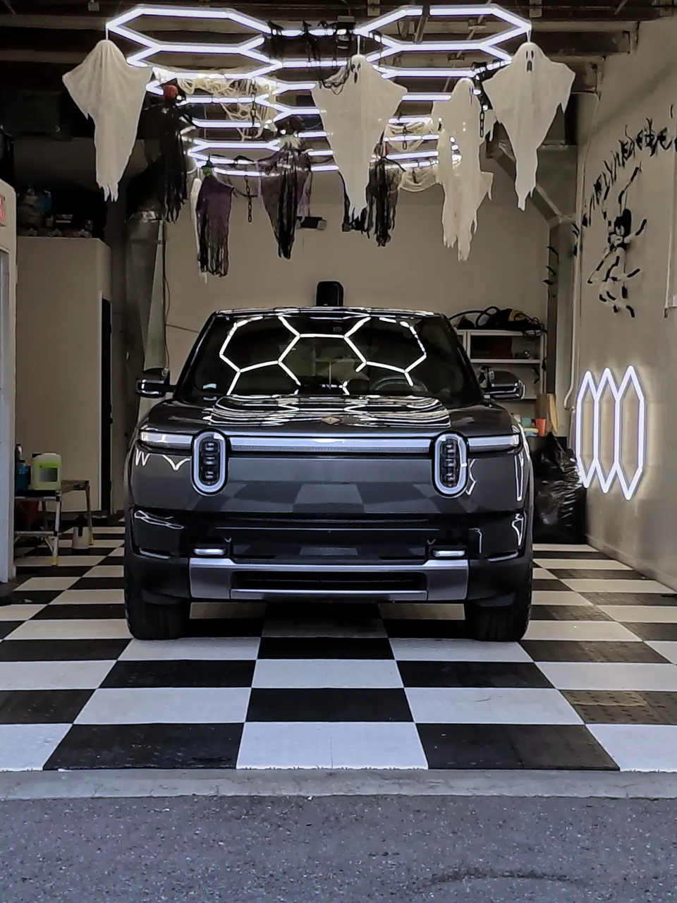 Rivian R2 in bay, paint protection film gallery, Oka's Car Care, Mountain View